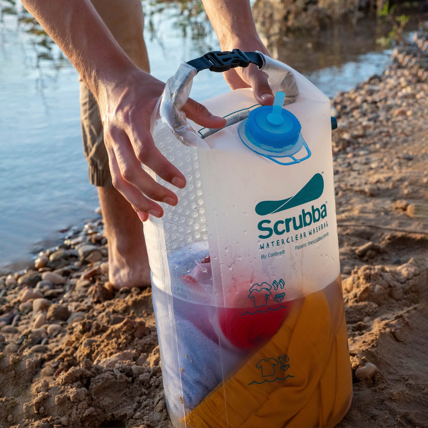 The Scrubba Waterclear Wash Bag - a translucent portable washing machine