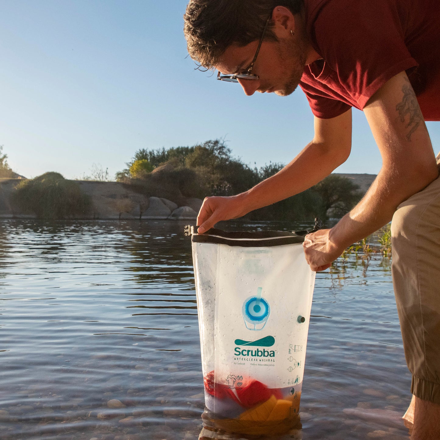 The Scrubba Waterclear Wash Bag - a translucent portable washing machine