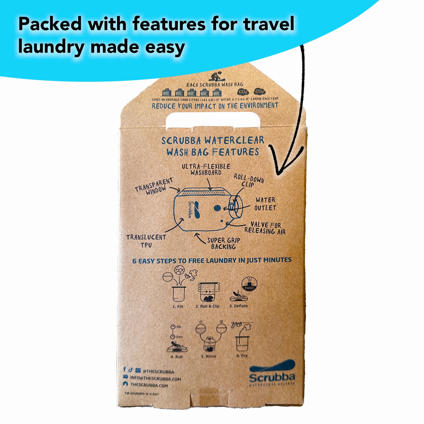 The Scrubba Waterclear Wash Bag - a translucent portable washing machine