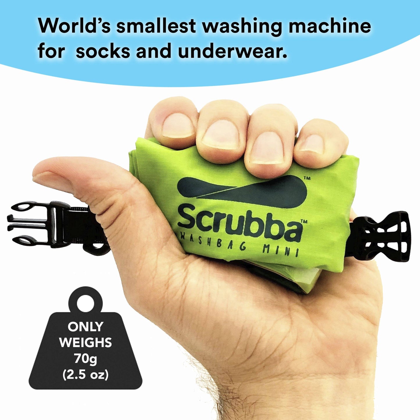 Size of Scrubba MINI portable wash bag weight