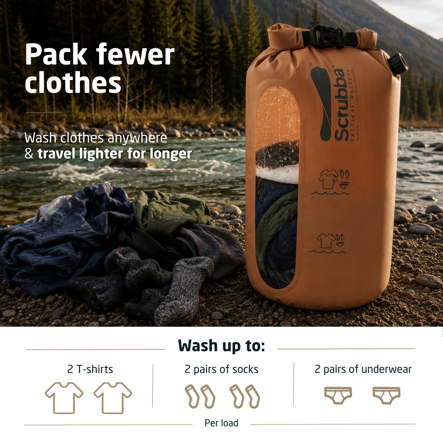 Scrubba Tactical Wash & Dry Kit - A portable washing machine and dry kit