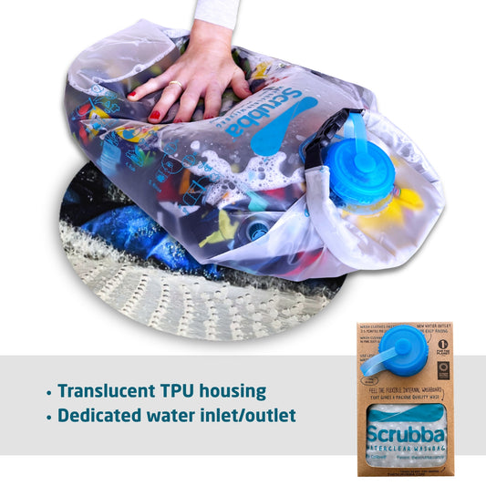 The Scrubba Waterclear Wash Bag - a translucent portable washing machine