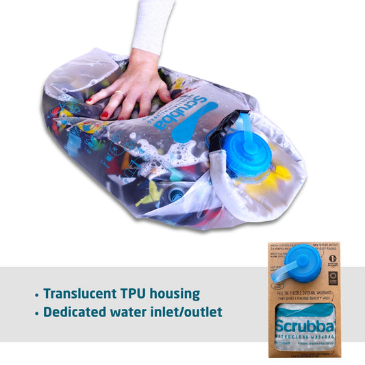 The Scrubba Waterclear Wash Bag - a translucent portable washing machine