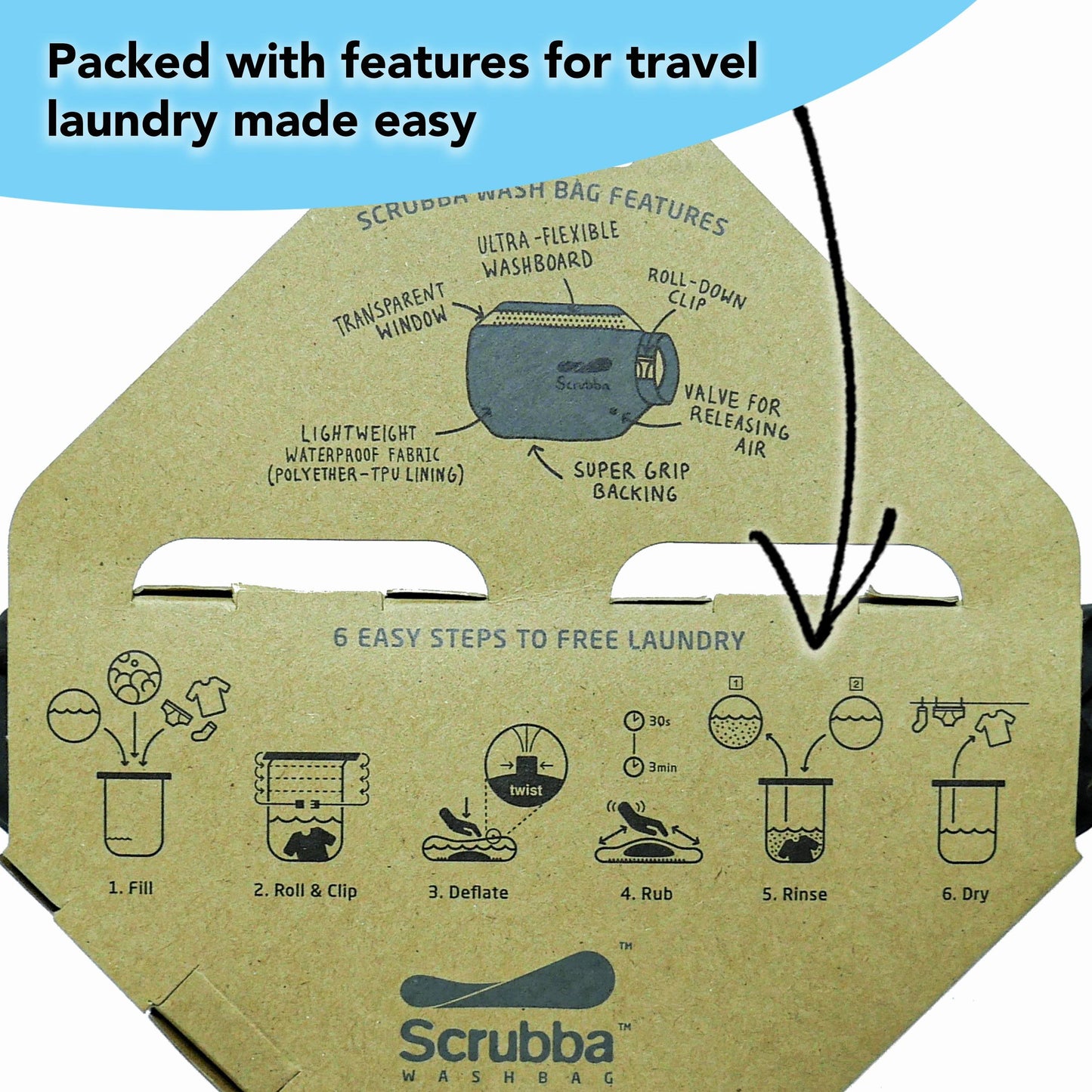 Scrubba Wash Bag - travel washing machine (black) - The Scrubba Wash Bag